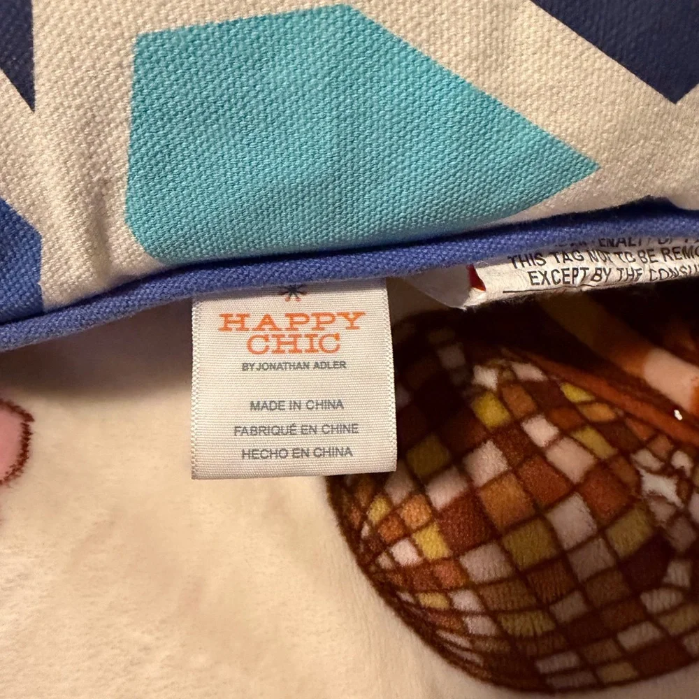 Happy Chic By Jonathan Adler Blue and White Geometric Pillow